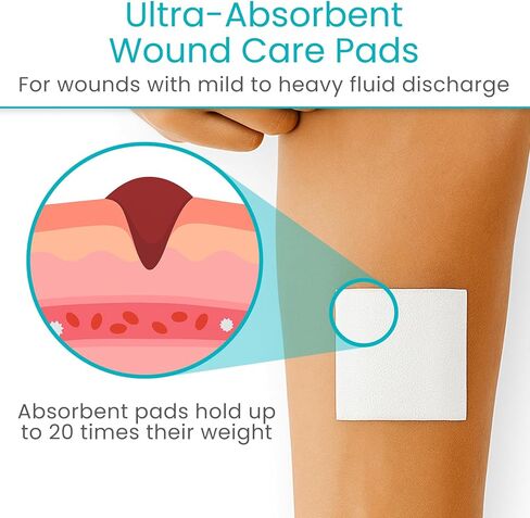 ViveCare Calcium Alginate Wound Dressing 2" x 2" (10 Pack)- Individually Wrapped, Sterile Gauze Pads - Absorbent Patches for Ulcer, Bed Sore, G Tube, & Diabetic Foot - Non-Stick Burn Treatment in Saudi Arabia