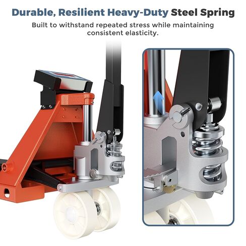 Pallet Jack Scale with Digital Indicator, Heavy Duty Industrial Fork Floor Scale for Warehouse, shiping, Post, 4400 lb x 1 lb, 54" x 27" Fork Size, 1 Piece,Tangerine in Kuwait
