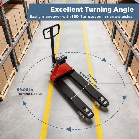 Pallet Jack Scale with Digital Indicator, Heavy Duty Industrial Fork Floor Scale for Warehouse, shiping, Post, 4400 lb x 1 lb, 54" x 27" Fork Size, 1 Piece,Tangerine in Kuwait