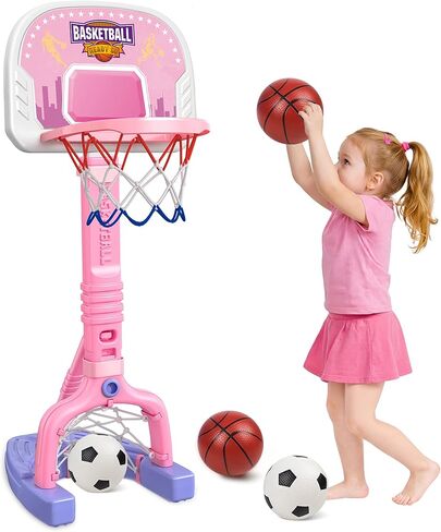 Toddler Basketball Hoop Indoor, Mini Adjustable Kids Basketball Goal Hoops Set with 4 Balls for Age 1-5, Funny Outdoor Poolside Sport Toys Toddlers for Boys Girls in Saudi Arabia