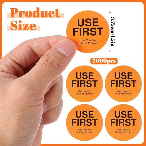 2000PCS Use First Stickers Food Service 1.5 Inch Food Labels Stickers Inventory Control Labels for Restaurant Adhesive Circle Dot Label Paper for Restaurant Inventory Management (Orange) in Saudi Arabia