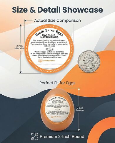 500 Pcs Farm Fresh Egg Labels, 2 Inch Round Egg Carton Stickers with Storage Guide & Writable Date, Self-Adhesive Packaging Decals for Small Farm, Farmers Market and Backyard Chicken in Saudi Arabia