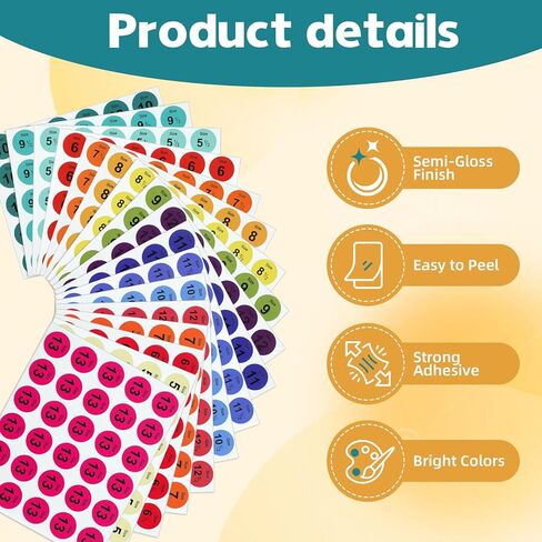 5100 Pcs Round Shoe Size Labels - 0.75 Inch Multi Colors Shoe Retail Stickers, 5 to 13 Measurement Sizing Stickers for Footwear Inventory, and Organization in Saudi Arabia