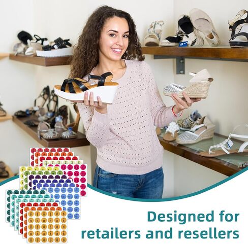 5100 Pcs Round Shoe Size Labels - 0.75 Inch Multi Colors Shoe Retail Stickers, 5 to 13 Measurement Sizing Stickers for Footwear Inventory, and Organization in Saudi Arabia