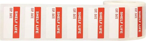 White and Red Shelf Life Labels, 3/4 x 1 1/2 Inch Semi Gloss Expiration Date Stickers, 500 Total Adhesive Labels on a Roll for Food Safety, Prep Dating, and Inventory Control – Made in the USA in Saudi Arabia