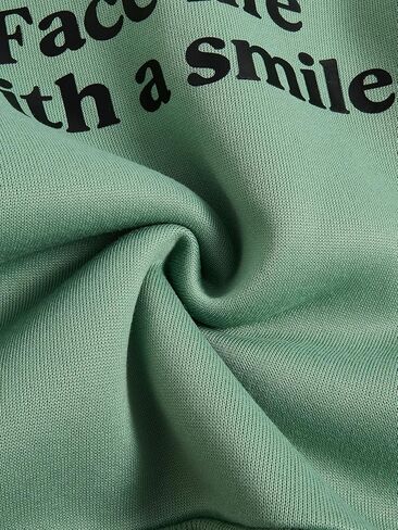 سويت شيرت للفتيات من SweatyRocks برسوم جرافيك ورقبة دائرية وأكمام طويلة وكتف منسدل وأكمام طويلة أخضر 8Y in Saudi Arabia