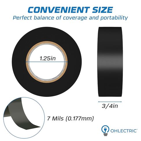 OHLECTRIC High-Grade Colored Electrical Tape (10-Pack) ¾x60ft 7mil Thick Multicolor High-Temp Flame-Retardant Electrical Tape Heat Resistant & Weatherproof Heavy-Duty Rolls 10-Roll Pack UL/CSA Listed in Saudi Arabia
