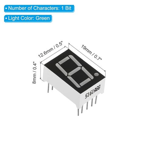 أنبوب رقمي بشاشة LED عامة، 10 عبوات كاثود مشترك 7 شرائح 10 دبوس 1 بت 3.3 فولت 0.56 بوصة وحدة عرض LED لارتفاع الأرقام للوحة التشغيل الإلكترونية، أخضر in Saudi Arabia