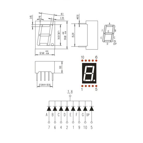 أنبوب رقمي بشاشة LED عامة، 10 عبوات كاثود مشترك 7 شرائح 10 دبوس 1 بت 3.3 فولت 0.56 بوصة وحدة عرض LED لارتفاع الأرقام للوحة التشغيل الإلكترونية، أخضر in Saudi Arabia