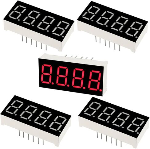 5 Pcs 0.56" Red LED Display Digital Tube, Common Cathode, 4-Bit 7-Segment, 10-Pin, Model 5461AH in Saudi Arabia