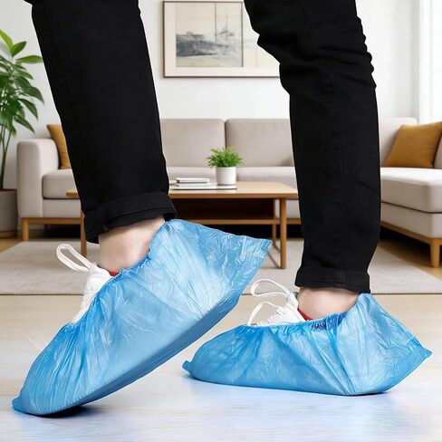 Cpe Plastic Disposable Shoe Covers 200 Pcs, 15.7 X 5.9 in, Blue Shoe Covers Bulk, for Home Workplace Clean Rooms in Saudi Arabia