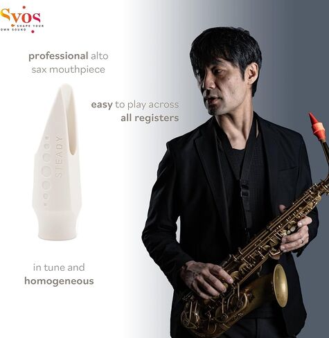 Syos Alto Saxophone Mouthpiece, Steady Model, 7 Tip Opening, Anthracite Gray, Improve the Sound of your Sax with this Easy-To-Play, Flexible and Homogeneous Alto Sax Mouthpiece in Saudi Arabia
