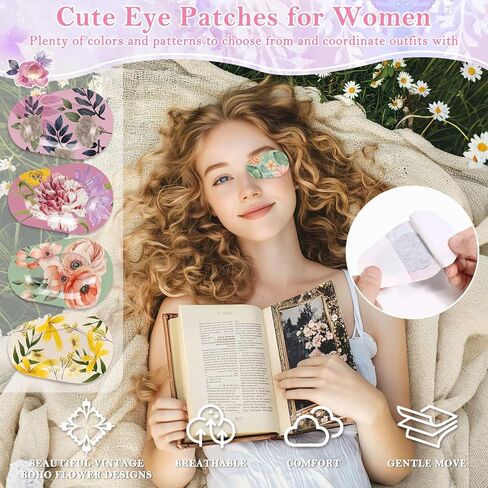 60Pcs Adhesive Eye Patches for Adults, 12Styles Disposable Sticky Eye Cover Patch, Cute Medical Eye Bandage for Women Lazy Eye Sleeping Dry Eye in Saudi Arabia