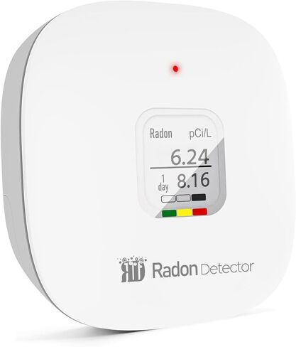 Radon Detector for Home, Office, Workplace, Hello Radon S, E-Ink Display, Alpha Spectrometer Sensor, 2-Year Battery Life, Wall Mounted & Free Standing, PCi/L & Bq/m³ Units Switchable in Saudi Arabia