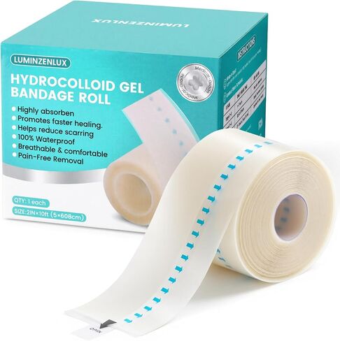 Hydrocolloid Roll for Wound Care - Medical Grade Self-Adhesive Gel Bandages, Ultra Absorbent & Waterproof Bandage, DIY Cut-to-Size First Aid Supply (2in×10ft) in Saudi Arabia
