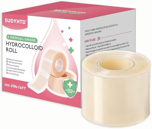 Hydrocolloid Roll for Wound Care, 2in x 16ft, Cut-to-Size, Extra Large Hydrocolloid Patch Bandages with Self-Adhesive, Ultra Absorbent, Flexible & Waterproof, Wound Healing, First Aid Kit Essential in Saudi Arabia
