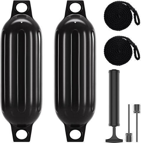 Boat Fenders 2 Pack,for Docking, Inflatable Cylindrical Twin Eye Ribbed Comes with Ropes Boat Fenders in Saudi Arabia