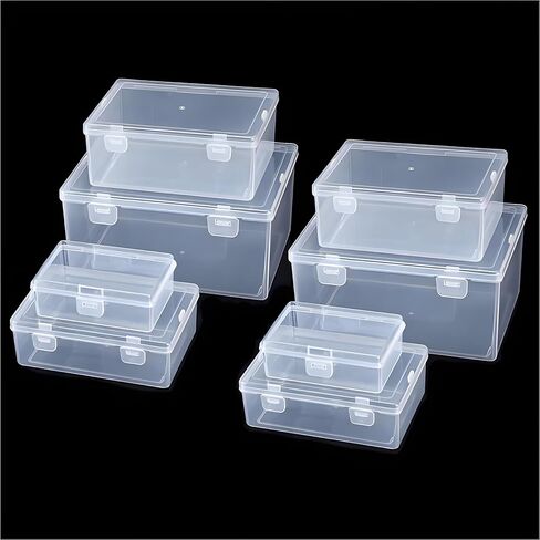 8 Pcs Plastic, Mini Clear Bead Storage Boxes with Hinged Lid and Rectangular Clear Craft Storage Boxes, Jewelry and Organizer,Nail Tool Box,Circuit board storage(8, 5.3" x 3.1" x 1.2") in Saudi Arabia