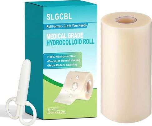 Hydrocolloid Roll (4in x 8ft), XXL Hydrocolloid Bandages, Pimple Patch Tape Roll for Acne, Wound Care, Burns, Blisters, Bed Sore, First Aid Kit Essential 4" x 96" in Saudi Arabia