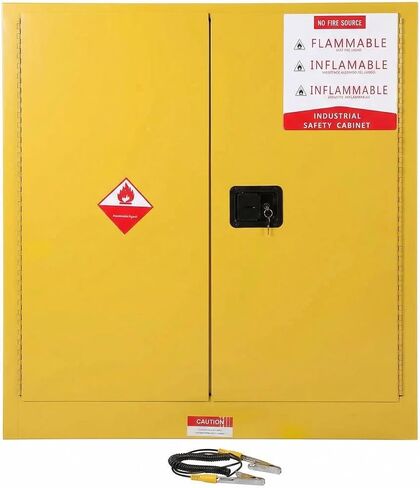 Takywep 2 Gal Flammable Safety Cabinet, Cold-Rolled Steel Flammable Liquid Storage, 17x17x18Inch Fire Resistant, Static Grounding 3-Point Lock for Workshop Garage Laboratory in Saudi Arabia
