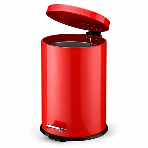 Geetery 6 Gallon Galvanized Steel Oily Waste Can 16" x 12" Red Metal Waste Container Safety Can with Galvanized Steel Liner, Foot Operated Self-Closing Lid for Flammable Solvents/thinners/Oil Rags in Saudi Arabia
