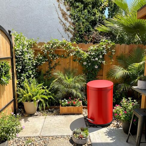 Geetery 6 Gallon Galvanized Steel Oily Waste Can 16" x 12" Red Metal Waste Container Safety Can with Galvanized Steel Liner, Foot Operated Self-Closing Lid for Flammable Solvents/thinners/Oil Rags in Saudi Arabia