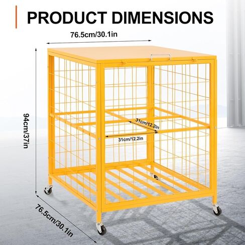 Propane Tank Storage Cage 4 Cylinder, Heavy Duty Powder Coated Steel with Yellow Finish, Expanded Metal Mesh for Leak Prevention & Quick Inspection, Mobile with 4 Swivel Casters (2 Locking Brakes) in Saudi Arabia