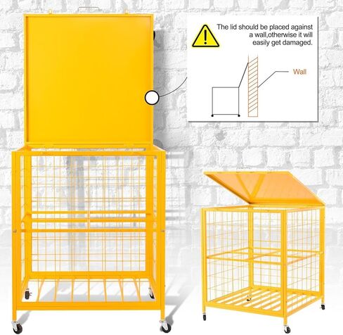 Propane Tank Storage Cage 4 Cylinder, Heavy Duty Powder Coated Steel with Yellow Finish, Expanded Metal Mesh for Leak Prevention & Quick Inspection, Mobile with 4 Swivel Casters (2 Locking Brakes) in Saudi Arabia