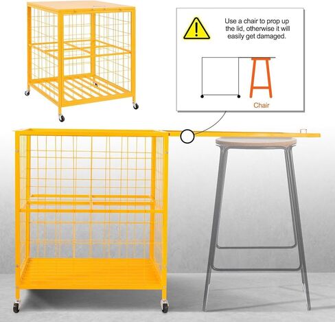 Propane Tank Storage Cage 4 Cylinder, Heavy Duty Powder Coated Steel with Yellow Finish, Expanded Metal Mesh for Leak Prevention & Quick Inspection, Mobile with 4 Swivel Casters (2 Locking Brakes) in Saudi Arabia