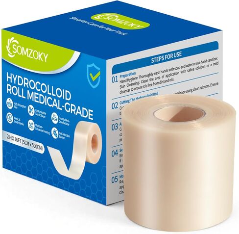 Hydrocolloid Roll for Wound Care, 2in x 16ft Large Hydrocolloid Bandages Patch with Self-Adhesive, Fast Healing, for Acne, Pimple, Burn, Blister, Cuts, Sterile and Waterproof Wound Dressing in Saudi Arabia