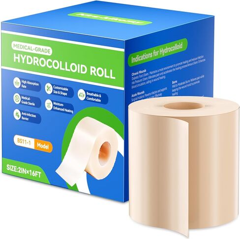 Hydrocolloid Roll for Wound Care - 2in x 16ft, Medical-Grade Extra Large Hydrocolloid Patch Bandages with Self-Adhesive, Cut-to-Size Ultra Absorbent, Flexible & Waterproof in Saudi Arabia
