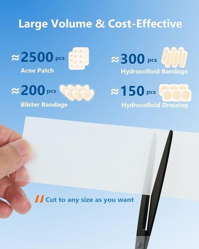 Hydrocolloid Roll for Wound Care, 2in x 16ft Large Hydrocolloid Bandages Patch with Self-Adhesive, Fast Healing, for Acne, Pimple, Burn, Blister, Cuts, Sterile and Waterproof Wound Dressing in Saudi Arabia