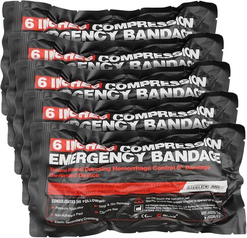 6" Israeli Style Emergency Compression Bandage, Sterile Double Vacuum-Sealed Dressing for Trauma Battle Military First Aid IFAK, 2 Pack in Saudi Arabia