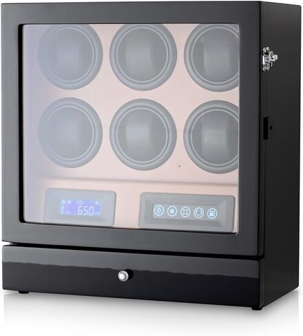 Automatic Watch Winder with LED Light, Storage Drawer and LCD Touchscreen Control (Carbon) in Saudi Arabia