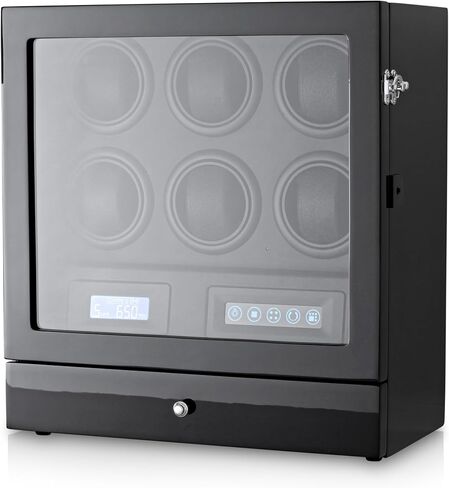 Automatic Watch Winder with LED Light, Storage Drawer and LCD Touchscreen Control (Carbon) in Saudi Arabia