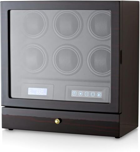 Automatic Watch Winder with LED Light, Storage Drawer and LCD Touchscreen Control (Carbon) in Saudi Arabia