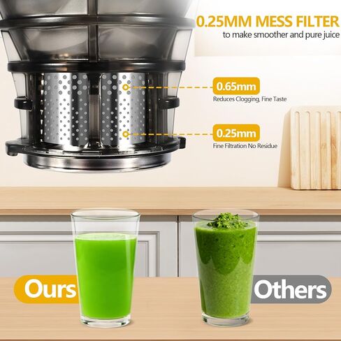 Cold Press Juicer With Reverse Function, No-Loud Slow Masticating Juicer Machine With 5.8" Large Feed Chute For Whole Fruits & Vegetables, High Juice Yield & Easy to Clean in Saudi Arabia