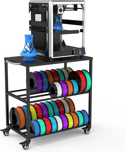 رف منظم خيوط معدنية ثلاثية الأبعاد من Demao باللون الأسود، رف تخزين خيوط الطابعة ثلاثية الأبعاد مع عجلات، يحمل ما يصل إلى 40 × 1 كجم من البكرات والطابعة ثلاثية الأبعاد الصغيرة - مناسب للمكاتب والمنزل والاستوديوهات in Kuwait