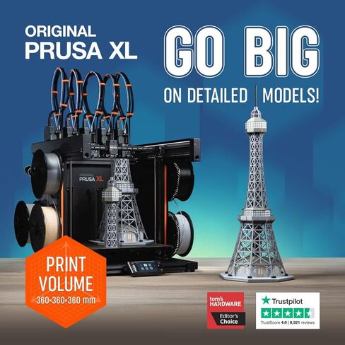 طابعة Prusa XL الأصلية شبه المجمعة ثلاثية الأبعاد برأسين، طابعة CoreXY ثلاثية الأبعاد كبيرة الحجم، سهلة التجميع، حجم البناء 14.17 × 14.17 × 14.17 بوصة، رأسا أدوات مستقلان، تجربة متعددة المواد in Kuwait