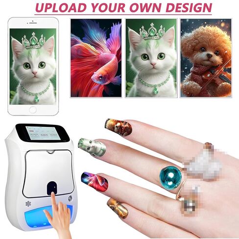 Nail Art Printer Machine 4800dpi with Custom Photo Printing - 3000+ Built-in Patterns, Automatic Nail Printer, Fast 30 Seconds Printing, UV Curing /5-inch Touch Screen, Beginner-Friendly in Saudi Arabia