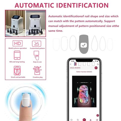 Nail Art Printer Machine 4800dpi with Custom Photo Printing - 3000+ Built-in Patterns, Automatic Nail Printer, Fast 30 Seconds Printing, UV Curing /5-inch Touch Screen, Beginner-Friendly in Saudi Arabia