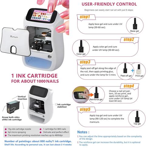 Nail Art Printer Machine 4800dpi with Custom Photo Printing - 3000+ Built-in Patterns, Automatic Nail Printer, Fast 30 Seconds Printing, UV Curing /5-inch Touch Screen, Beginner-Friendly in Saudi Arabia