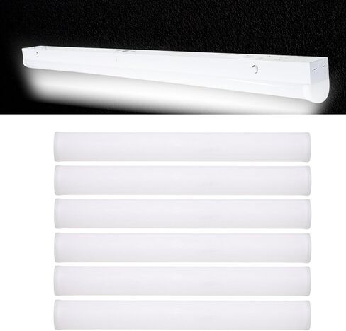 أضواء الشريط الخطي LED Satco 65-699 4FT مع بطارية احتياطية EM ومستشعر، 30W/40W/50W قوة كهربائية قابلة للتحديد، 3500K–5000K CCT، 6750 لومن بحد أقصى، 120-277 فولت، قابلة للتعتيم (6 عبوات) in Saudi Arabia