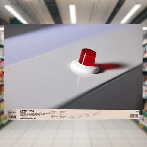 أضواء الشريط الخطي LED Satco 65-699 4FT مع بطارية احتياطية EM ومستشعر، 30W/40W/50W قوة كهربائية قابلة للتحديد، 3500K–5000K CCT، 6750 لومن بحد أقصى، 120-277 فولت، قابلة للتعتيم (6 عبوات) in Saudi Arabia
