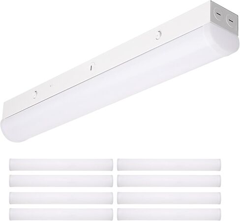 Satco 65-1700R1 2FT LED Linear Strip Lights with Bi-Level Microwave Sensor, 15W/20W/25W Selectable Wattage, 3500K–5000K CCT, 3500 Lumens Max, 120-277V, Dimmable 0-10V (8 Pack) in Saudi Arabia
