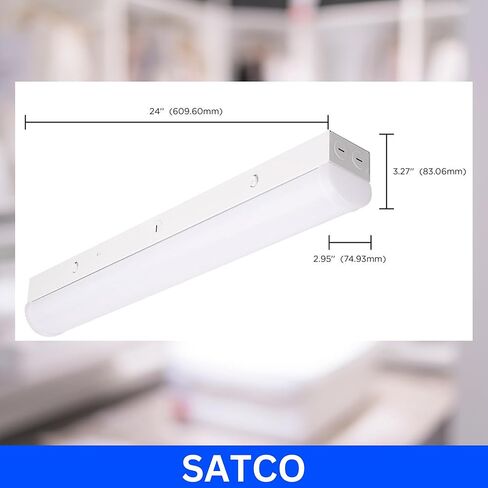 Satco 65-1700R1 2FT LED Linear Strip Lights with Bi-Level Microwave Sensor, 15W/20W/25W Selectable Wattage, 3500K–5000K CCT, 3500 Lumens Max, 120-277V, Dimmable 0-10V (8 Pack) in Saudi Arabia