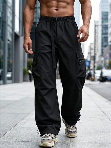 Men's Cargo Pants Quick Dry Elastic Waist with Zippered Pockets Outdoor Hiking in Saudi Arabia