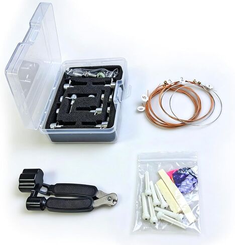 Premium All-Metal Closed-Back Guitar Tuning Peg Set of 6 (3L+3R) +Red Copper Strings Bridge Pins & Nut for Acoustic Guitar, Includes Installation Tools (Square-head) in Saudi Arabia