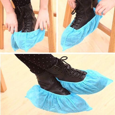 Yosoo 100PCS Shoe Covers, Non Woven Thick Wear Breathable Anti Slip Anti Static, with Elastic Band for Medical Indoor Carpet Floor Workplace Museum (As Shown) in Saudi Arabia