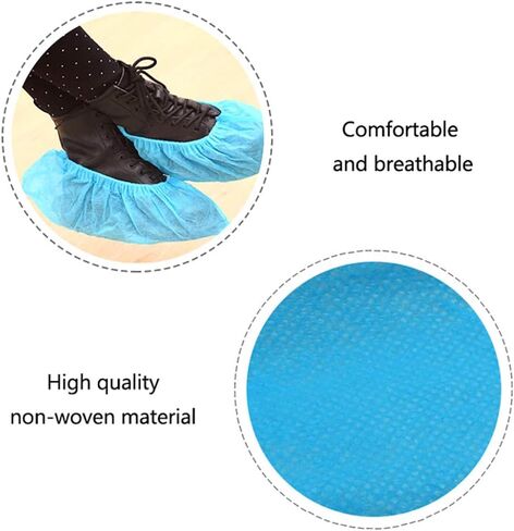 Yosoo 100PCS Shoe Covers, Non Woven Thick Wear Breathable Anti Slip Anti Static, with Elastic Band for Medical Indoor Carpet Floor Workplace Museum (As Shown) in Saudi Arabia